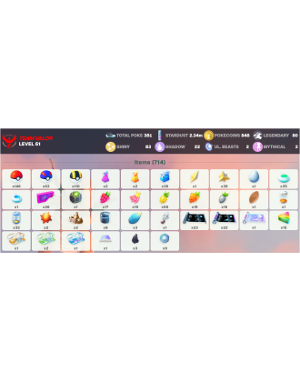 Legendary: 80 | Shiny: 83 | ShinyLegend: 4 [Level: 61 | Stardust: 2.35m | Team: Valor]