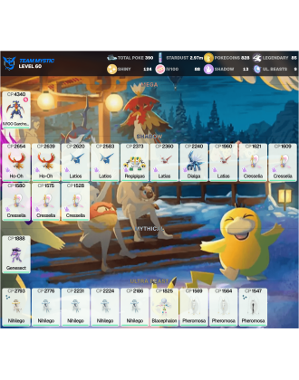 Legendary: 85 | Shiny: 124 | Hundo: 88 | ShinyLegend: 2 [Level: 60 | Stardust: 2.97m | Team: Mystic]