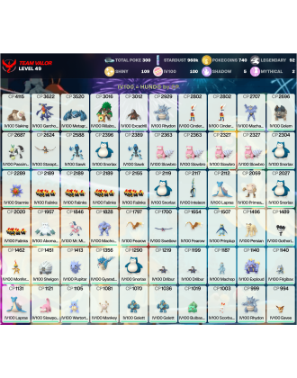 Legendary: 92 | Shiny: 109 | Hundo: 100 | ShinyLegend: 5 [Level: 49 | Stardust: 960.5k | Team: Valor]