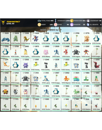 Legendary: 80 | Shiny: 109 | Hundo: 86 | ShinyLegend: 5 [Level: 60 | Stardust: 2.91m | Team: Instinct]