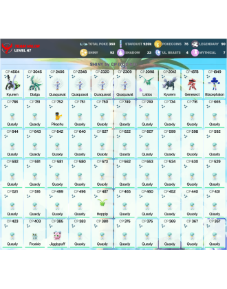 Legendary: 90 | Shiny: 92 | ShinyLegend: 4 [Level: 47 | Stardust: 920.3k | Team: Valor]