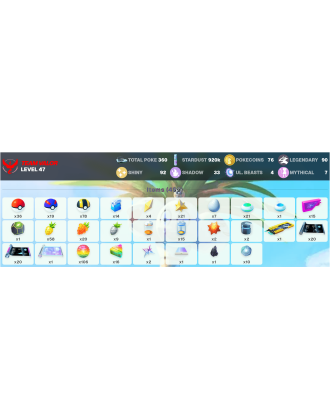 Legendary: 90 | Shiny: 92 | ShinyLegend: 4 [Level: 47 | Stardust: 920.3k | Team: Valor]