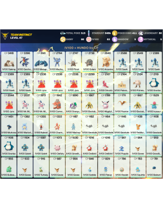 Legendary: 80 | Shiny: 80 | Hundo: 83 | ShinyLegend: 7 [Level: 47 | Stardust: 648.1k | Team: Instinct]
