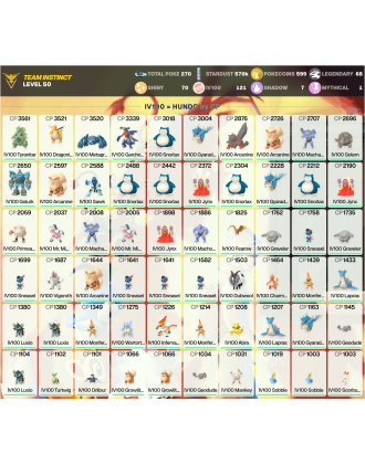Legendary: 68 | Shiny: 70 | Hundo: 121 | ShinyLegend: 7 [Level: 50 | Stardust: 570.6k | Team: Instinct]