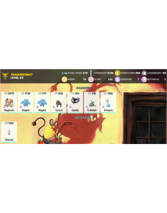 Legendary: 68 | Shiny: 70 | Hundo: 121 | ShinyLegend: 7 [Level: 50 | Stardust: 570.6k | Team: Instinct]