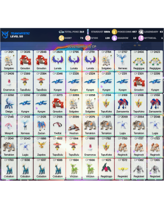 Legendary: 63 | Shiny: 73 | Hundo: 120 | ShinyLegend: 1 [Level: 50 | Stardust: 880.1k | Team: Mystic]