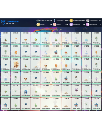Legendary: 63 | Shiny: 73 | Hundo: 120 | ShinyLegend: 1 [Level: 50 | Stardust: 880.1k | Team: Mystic]