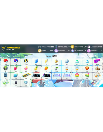 Legendary: 80 | Shiny: 120 | ShinyLegend: 3 [Level: 60 | Stardust: 2.75m | Team: Instinct]