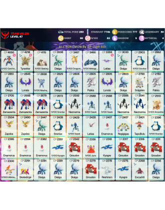 Legendary: 80 | Shiny: 80 | Hundo: 83 | ShinyLegend: 6 [Level: 47 | Stardust: 775k | Team: Valor]