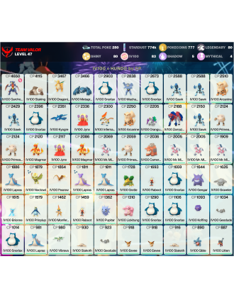 Legendary: 80 | Shiny: 80 | Hundo: 83 | ShinyLegend: 6 [Level: 47 | Stardust: 775k | Team: Valor]