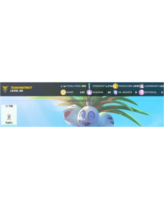 Legendary: 121 | Shiny: 123 | ShinyLegend: 5 [Level: 58 | Stardust: 1.17m | Team: Instinct]