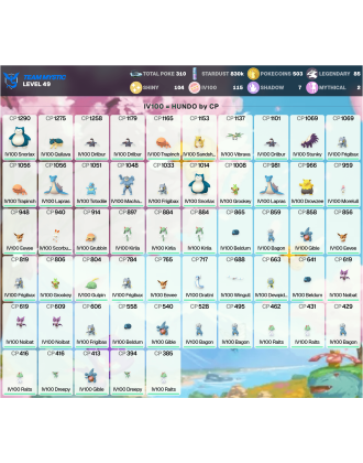 Legendary: 85 | Shiny: 104 | Hundo: 115 | ShinyLegend: 5 [Level: 49 | Stardust: 830.3k | Team: Mystic]