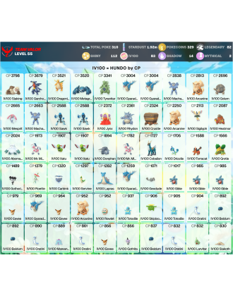 Legendary: 82 | Shiny: 112 | Hundo: 83 | ShinyLegend: 1 [Level: 55 | Stardust: 1.92m | Team: Valor]