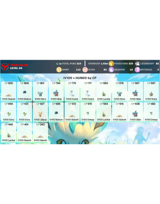 Legendary: 82 | Shiny: 112 | Hundo: 83 | ShinyLegend: 1 [Level: 55 | Stardust: 1.92m | Team: Valor]