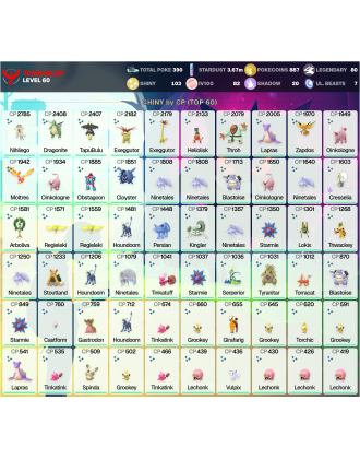 Legendary: 80 | Shiny: 103 | Hundo: 82 | ShinyLegend: 6 [Level: 60 | Stardust: 3.68m | Team: Valor]