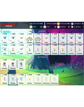 Legendary: 80 | Shiny: 103 | Hundo: 82 | ShinyLegend: 6 [Level: 60 | Stardust: 3.68m | Team: Valor]