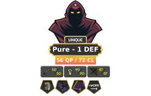 Pure - 1 DEF | TTL: 963 | CL: 72 | QP: 56 [Ava's, Mithril Gloves, DT1 + MORE!]