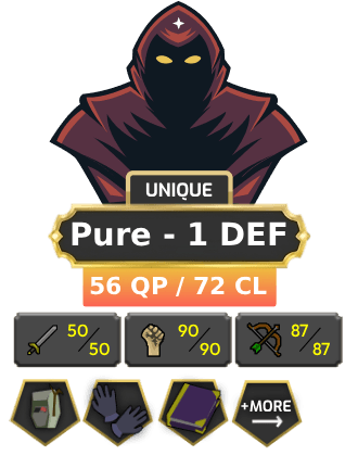 Pure - 1 DEF | TTL: 963 | CL: 72 | QP: 56 [Ava's, Mithril Gloves, DT1 + MORE!]
