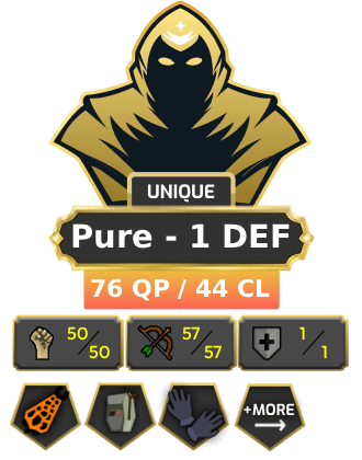 Pure - 1 DEF | TTL: 809 | CL: 44 | QP: 76 [Infernal, Ava's, Mithril Gloves, God Book + MORE!]