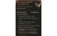 Banished Lord's Talisman [Ancestral Unique | ⭐ 1 Greater | Amulet | ALL]